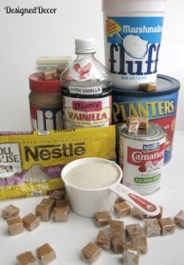 ingredients for snickers fudge