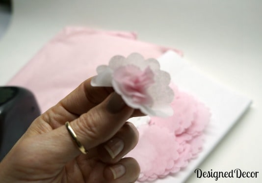 pink and white paper flowers