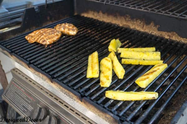 Grilling pineapple and chicken 