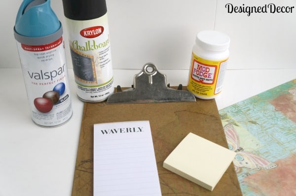 supplies needed to repurpose a clipboard