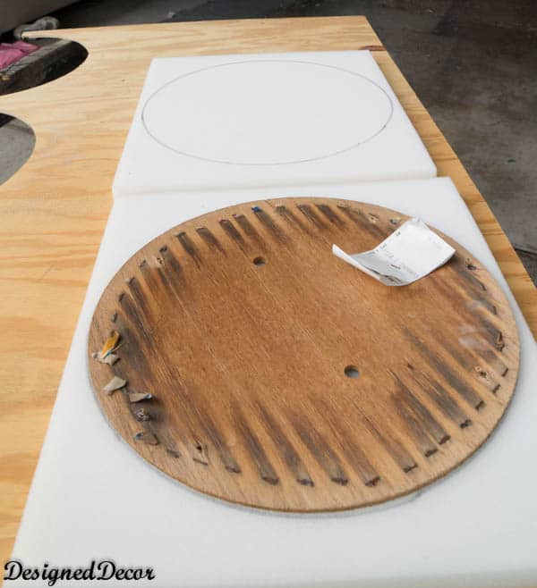 cutting out foam cushion for chair seat