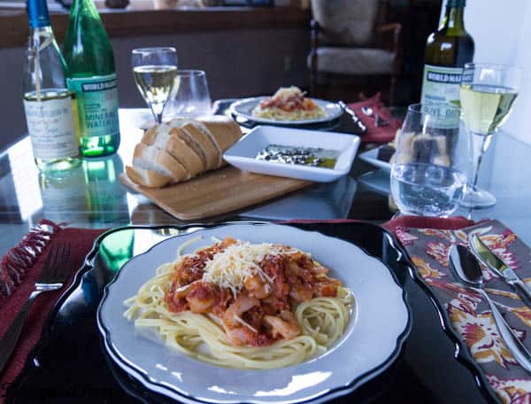 Gourmet Dinner ~shrimp bruschetta pasta