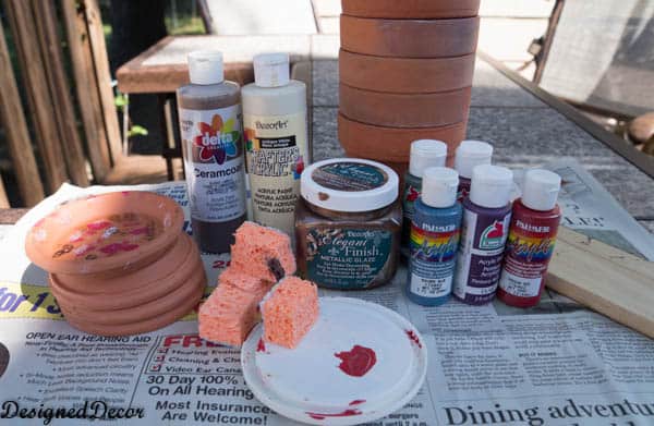supplies for painting flower clay pot