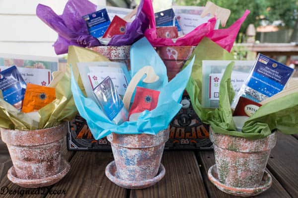 sponge painting flower clay pots