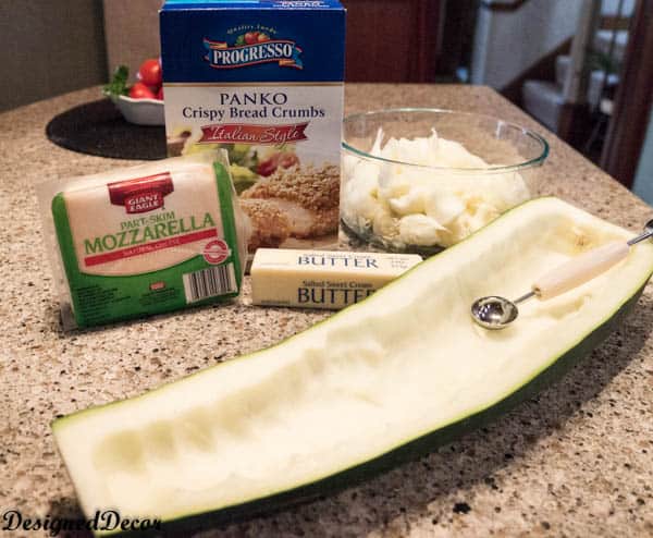 hollow out the zucchini for Stuffed Zucchini Boats