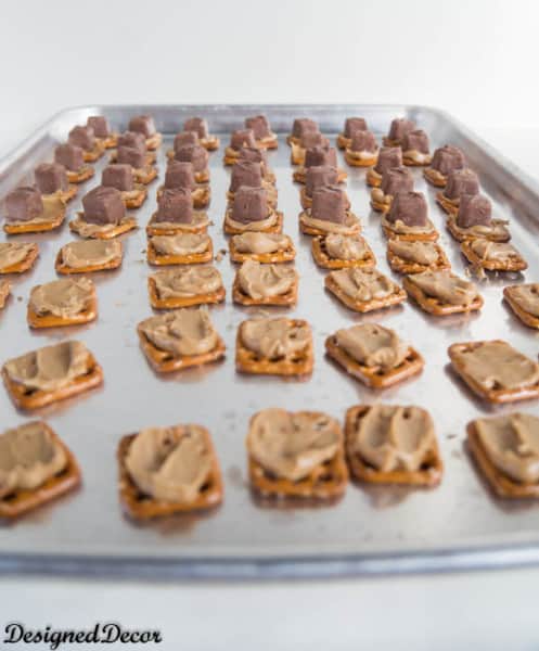 pretzel snicker bites steps 1 and 2 #shop