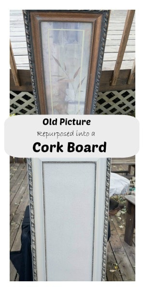 Old picture into a repurposed cork board