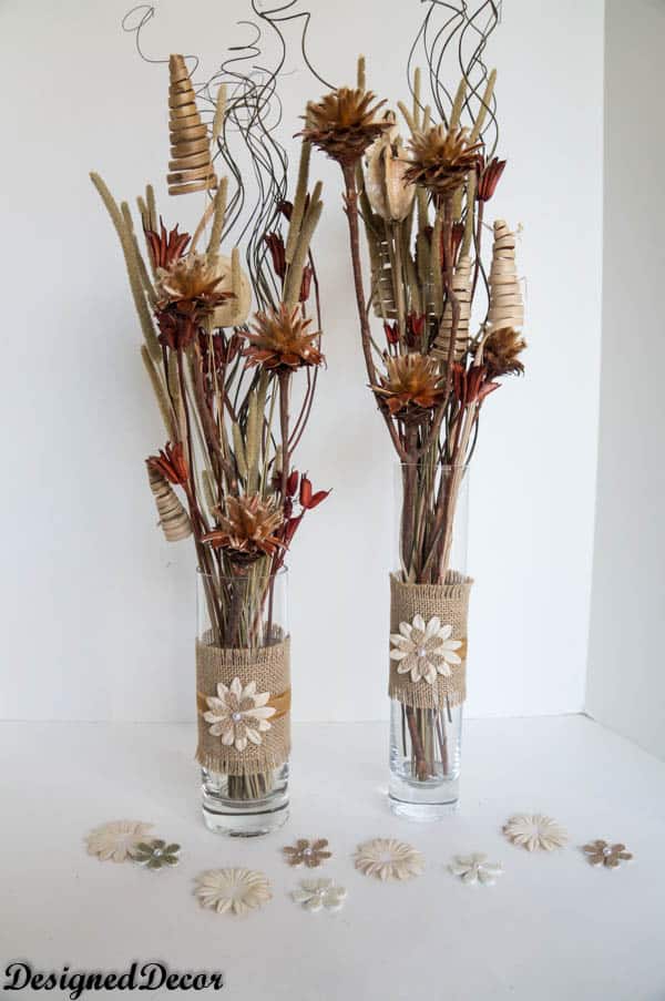 adding filler for a burlap vases-