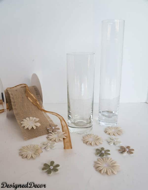 supplies needed for burlap vases