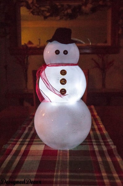 Lighted Glass Bowl Snowman