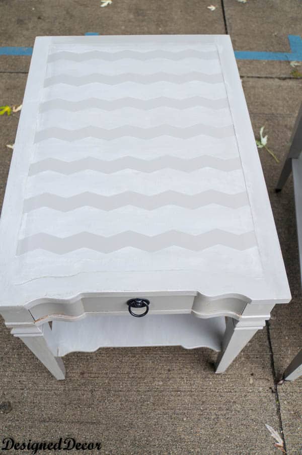 Grey Chevron End Tables- painted with homemade chalk paint