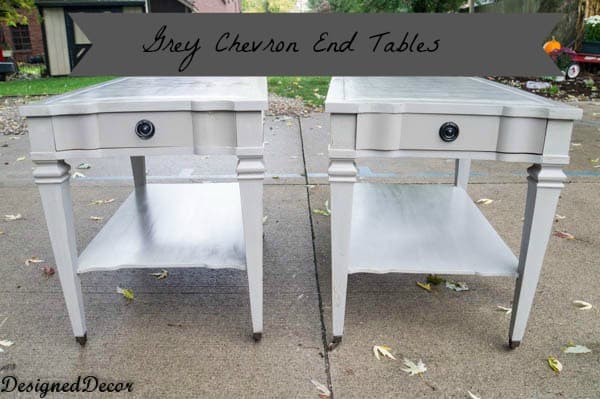 Grey Chevron End Tables painted with DIY chalk paint