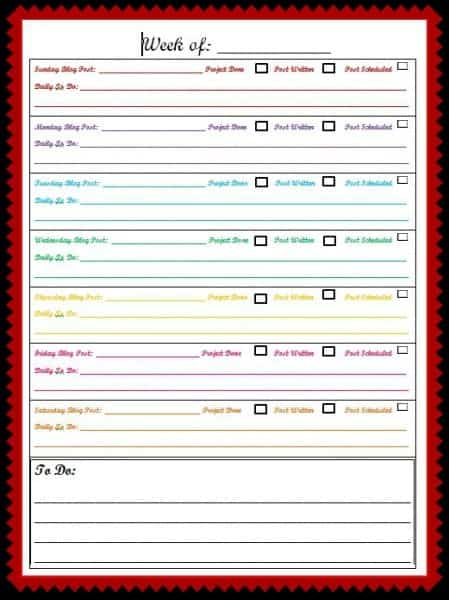 Weekly planner - free printable