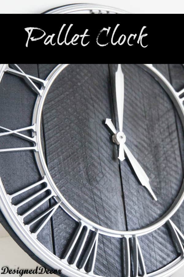 repurposed pallet clock- www.designeddecor.com