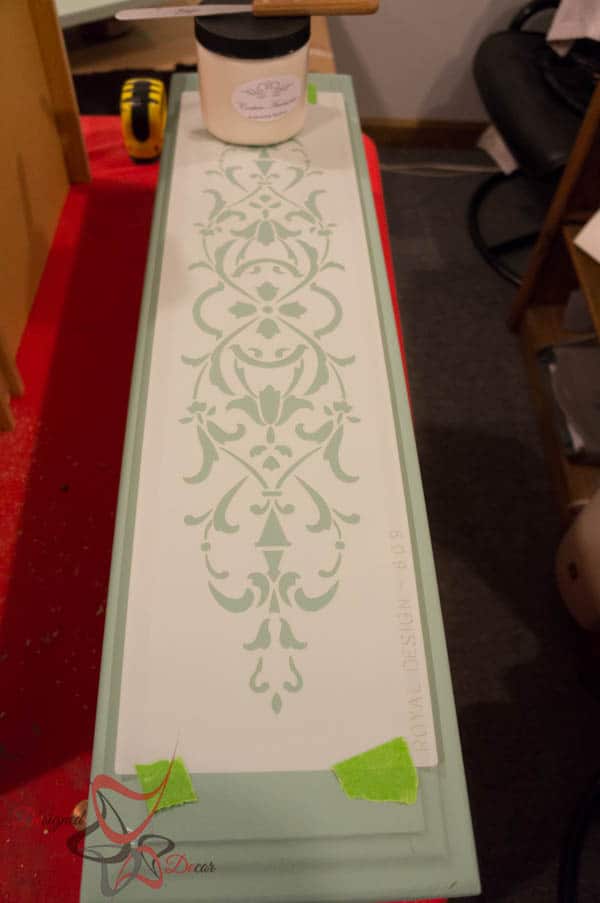 Repurposed Drawer Fronts - Royal Design Stencils- Embossing Medium from Paint Couture