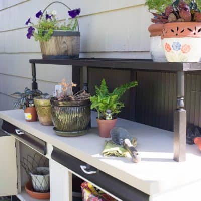 Buffet turned Potting Bench!