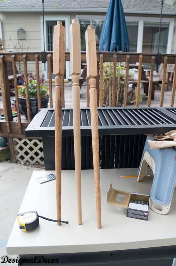 Repurposed Potting Bench- adding wood shutters as a shelf