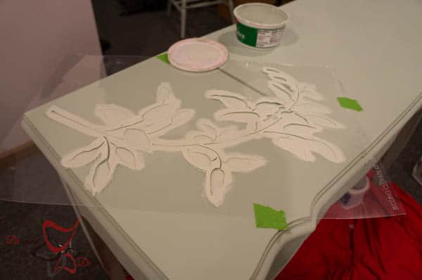 Stenciled Vanity - using a brush technique 