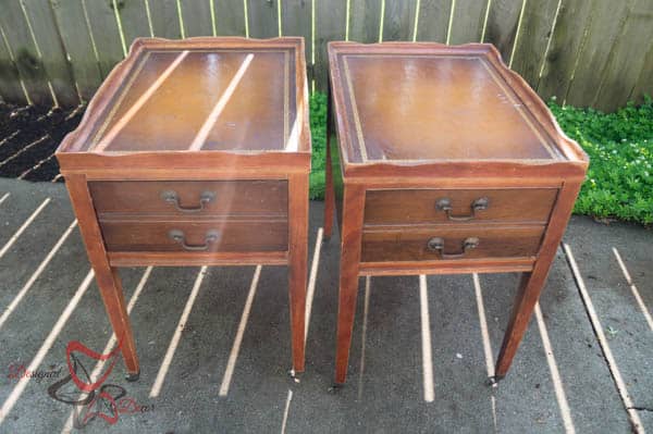 Before~ Accent Tables~ Leather Top ~ Casters