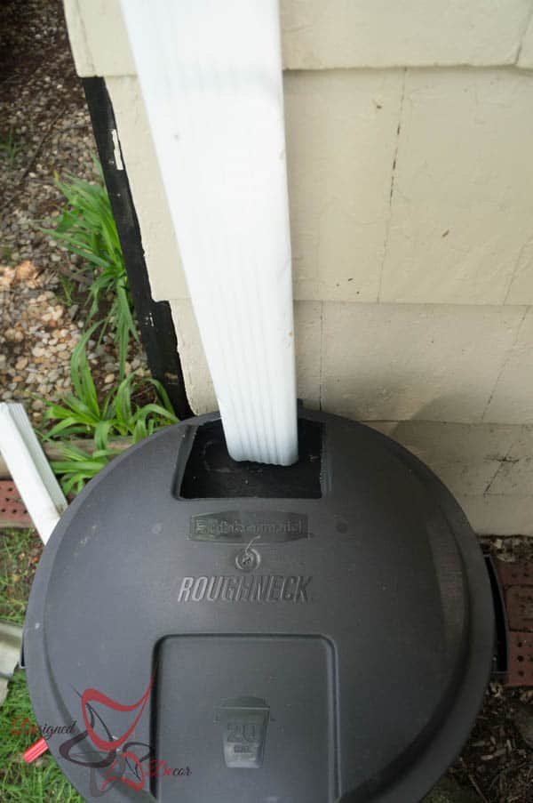 trim down spout to size of Rain Barrel ~ Tutorial-