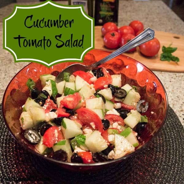 Tomato Cucumber Salad with Olives and Feta cheese