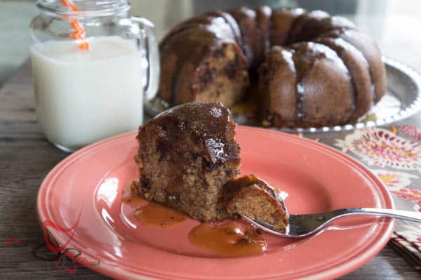 Chocolate Chip Banana Cake ~ Maple Caramel Sauce-