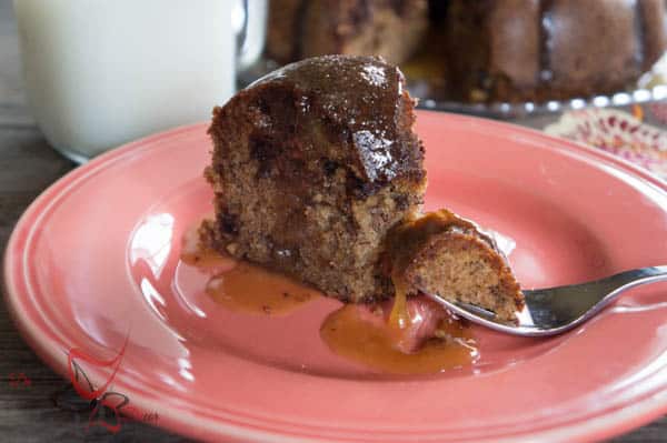 Chocolate Chip Banana Cake ~ Maple Caramel Sauce- Recipe