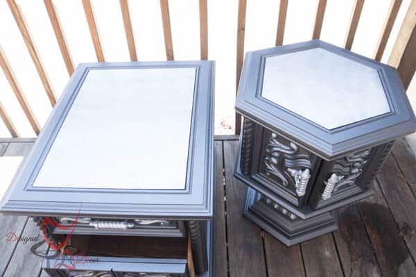 Two Toned Ornate Side Tables-