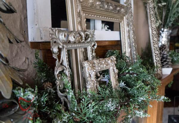 Using everyday items to decorate the Christmas Mantel 2014-