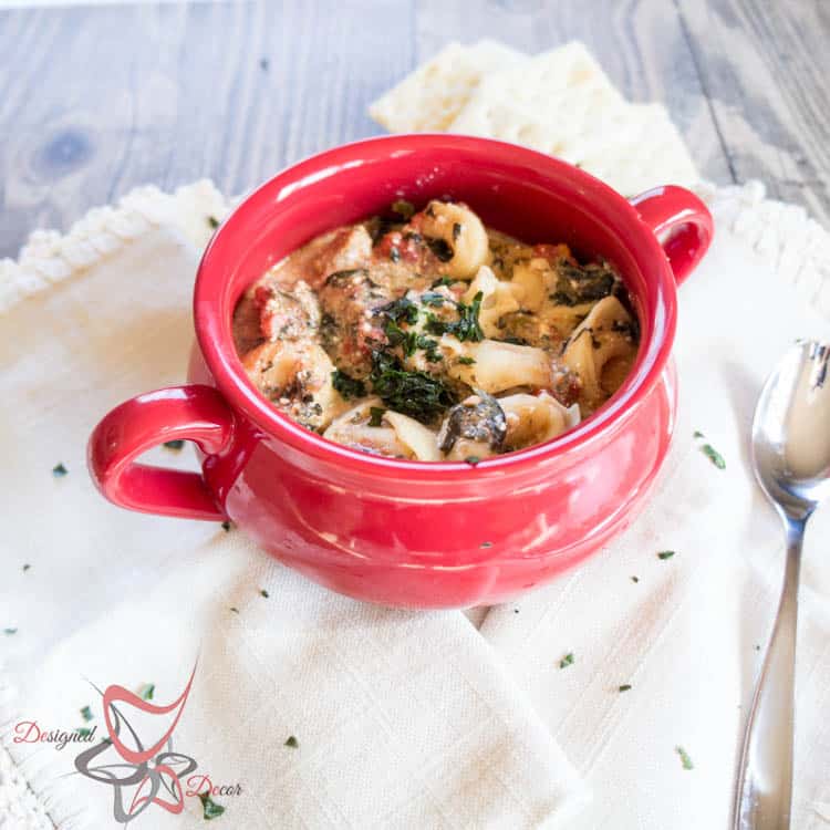 Crockpot Creamy Sausage Tortellini Soup-