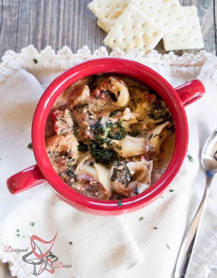 Crockpot Creamy Sausage Tortellini Soup-