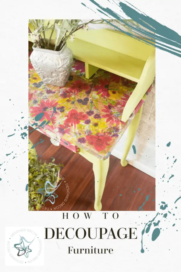 how to decoupage furniture, a painted lime desk with printed napkins