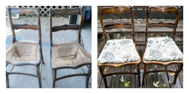 How to upholster cane chairs wood-chairs before and after a makeover