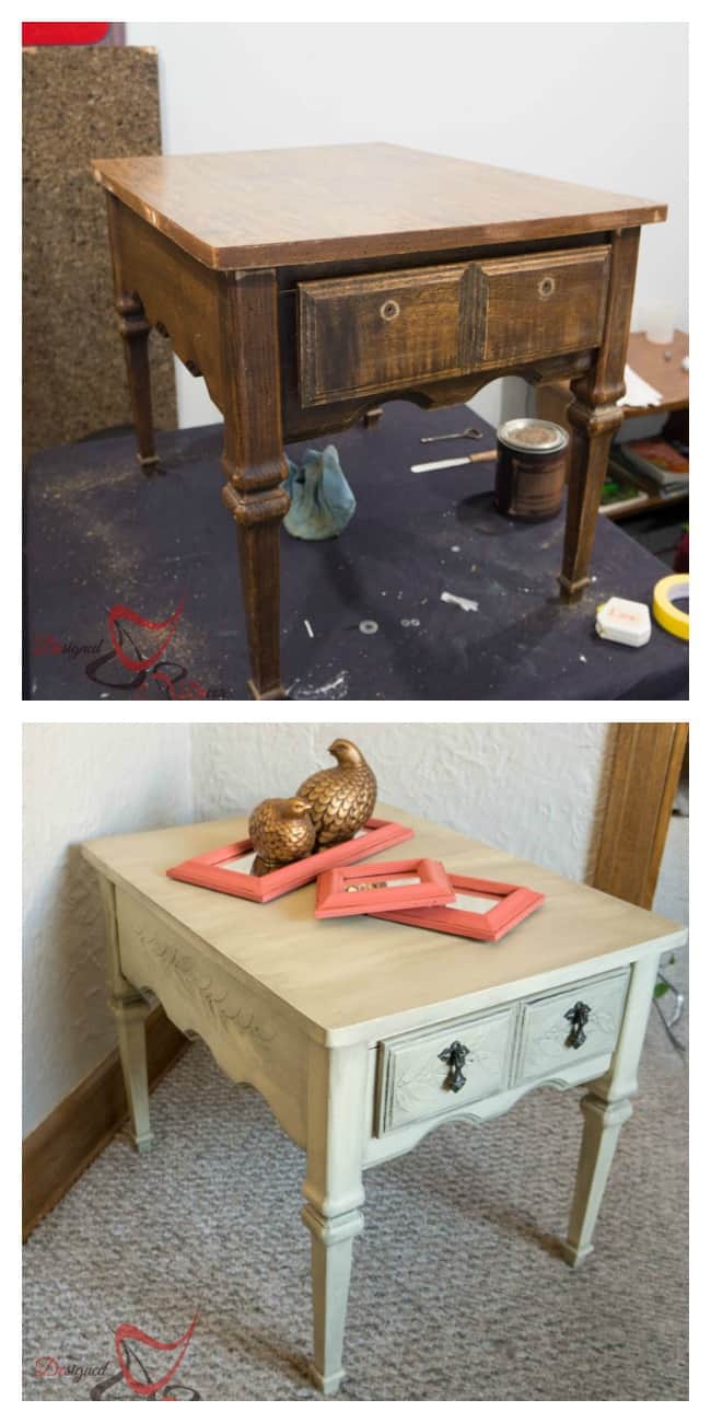 Embossed Side Table before after