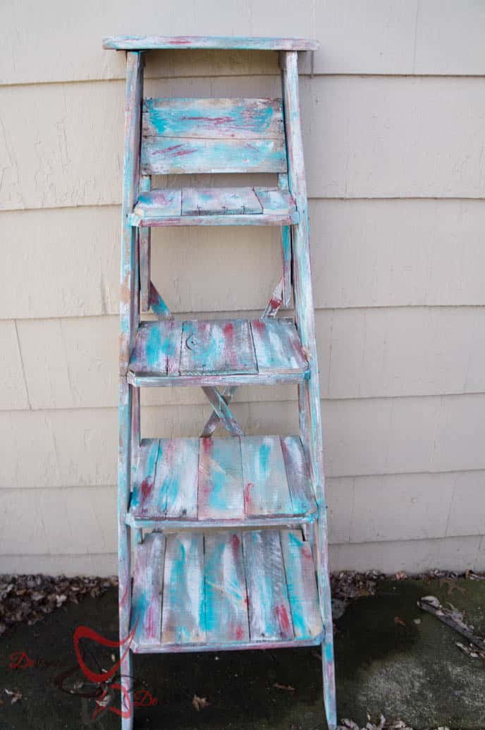 Repurposed Ladder Shelf-