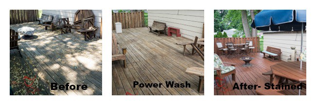 Before - After - How to clean and stain a wood deck