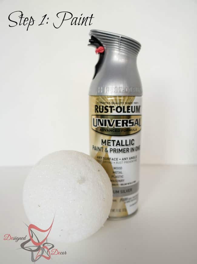 DIY-Glitter Styrofoam Ball Christmas Ornaments-Christmas Decorating on a budget - step 1