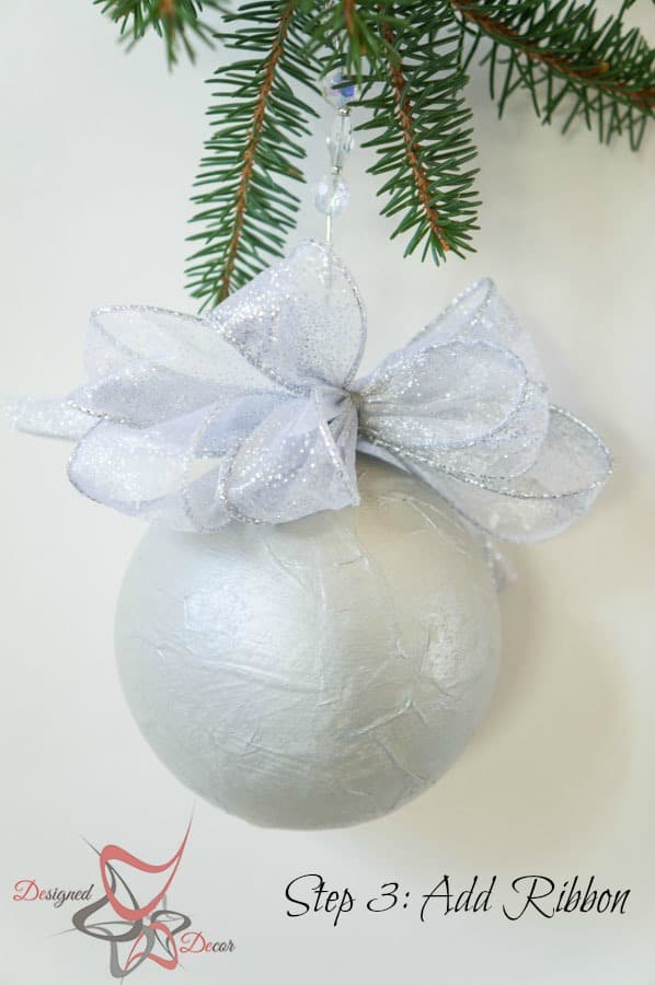 DIY-Paper Mache- Christmas Ornament- Maison Blanche- Organza-Shimmer- Decorating Christmas on a Budget- Step3