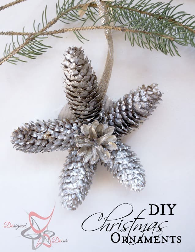 DIY-Pine Cone Christmas Ornaments-Christmas Decorating on a budget pinnable