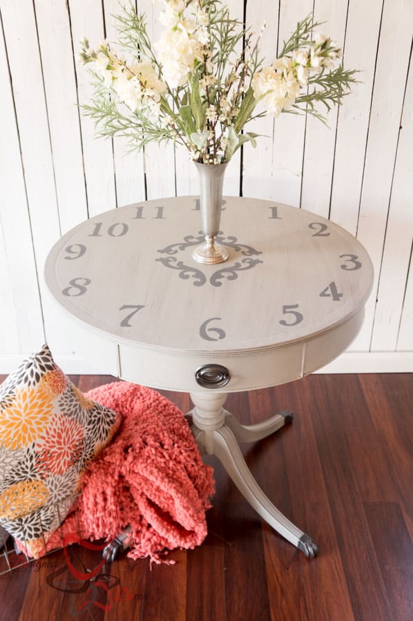 Clock Table- Mahogany Leather Top Drum Table (3 of 13)