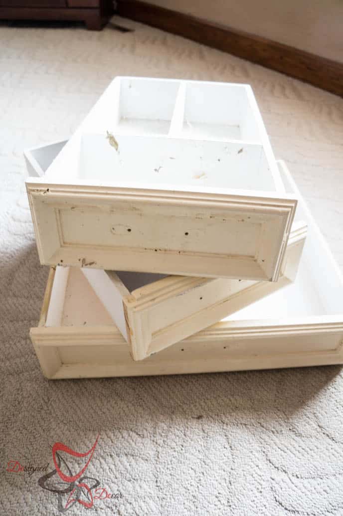 Repurposed Drawer Wall Shelves