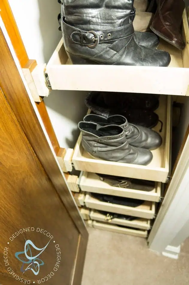 building pullout shelves- shoe closet- organization Shoe Closet- Building Pull Out Shelves-20