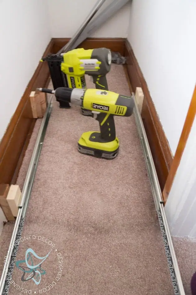 building pullout shelves- shoe closet-drawer glides Shoe Closet- Building Pull Out Shelves-4