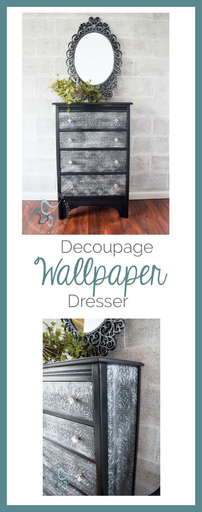 decoupage wallpaper dresser