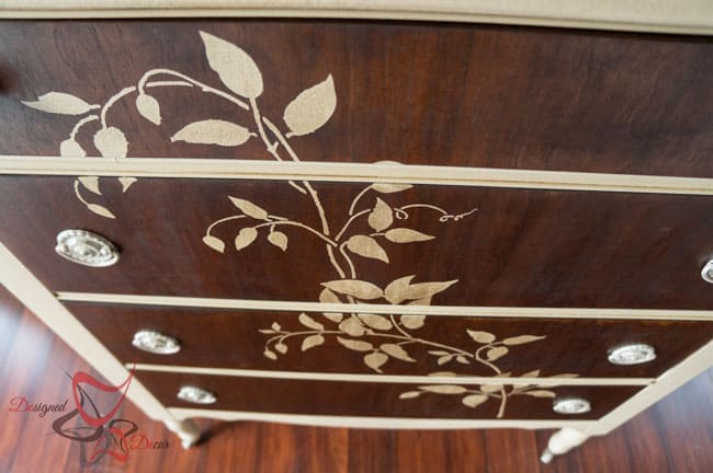 How to Stencil on wood - Dresser 