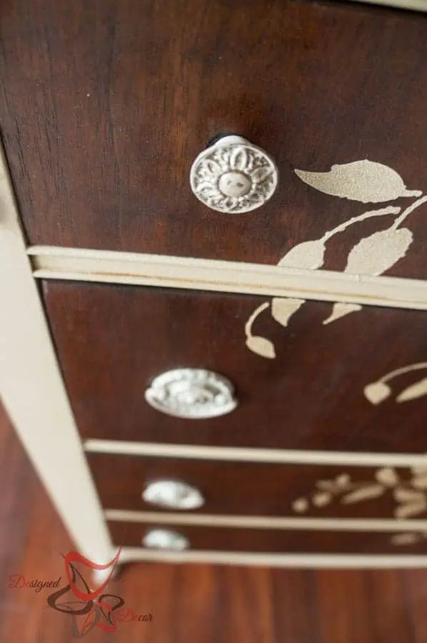 How to Stencil on wood - Dresser-chalk painted hardware How to Stencil on wood - Dresser
