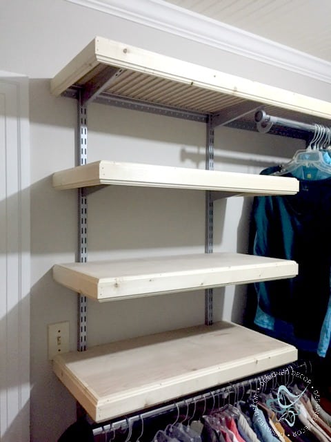 wood cap shelves- before stain
