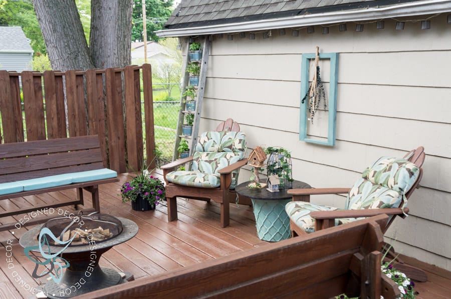 Outdoor seating on a deck 