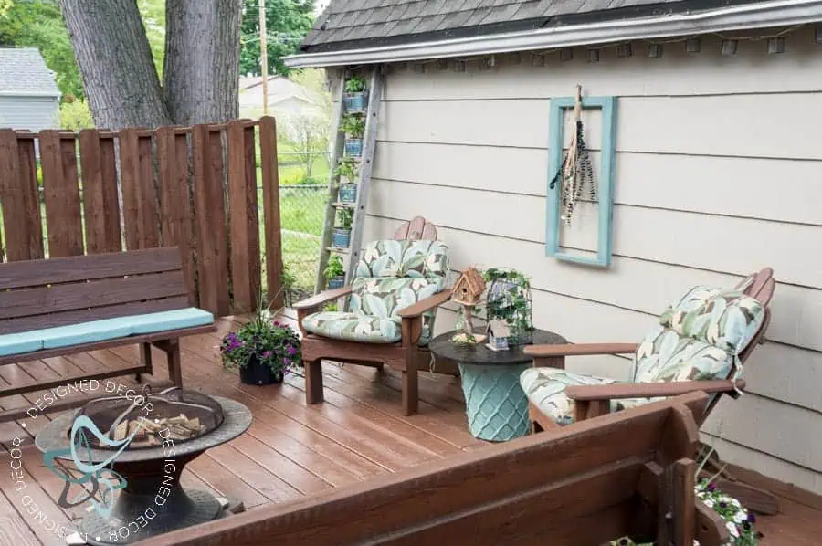 Repurposed-Electric-Spool-Table-decorating-deck Outdoor seating on a deck