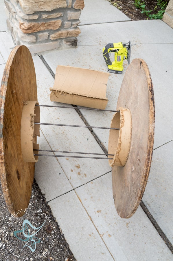 taking apart an wooden cable spool